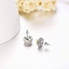 Sterling Silver Halo Earrings with 12 Birthstone Crystals Gift for Anniversary, Birthday, Wedding, Christmas - 3 of 4
