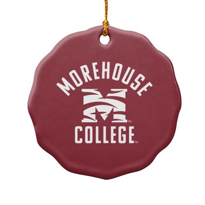 Morehouse College Maroon Tigers Logo Porcelain Scalloped Holiday Christmas Tree Ornament