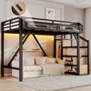 JANSNO Metal Loft Bed with Storage Stairs, Shelves & Built-in Wardrobe, USB Ports, Lights, Noise-Reduced Design - 4 of 4