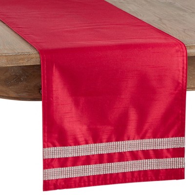 Saro Lifestyle Table Runner With Studded Design, 16"x72", Red