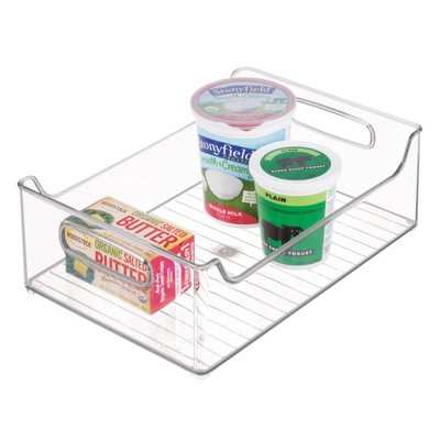 iDESIGN Plastic Fridge and Freezer Storage Organizer Bin with Handle Clear: Kitchen Cabinet Organizer, 12x10x5
