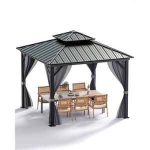 12 x 12FT Hardtop Gazebo with Galvanized Steel Double Roof Canopy - 1 of 4