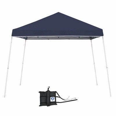 Z-Shade 10 x 10 Foot Angled Leg Outdoor Canopy Tent with a Push Button Locking System and Z-Shade 4 Pack of Heavy Duty Leg Weight Bags, Navy