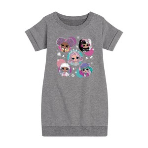 Girls' - LOL Surprise! - Winter Dolls Graphic Short Sleeve Fleece Dress - 1 of 4