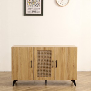 GlasFlength Kitchen Storage Accent Kitchen Cabinet Storage Cabinet Morden Sideboard Cabinet 3 Doors for Dining Room, Beige, 45.3"*16"*28.3" - 1 of 4