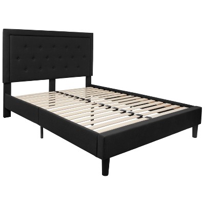 Merrick Lane Upholstered Queen Size Platform Bed In Black Fabric With ...