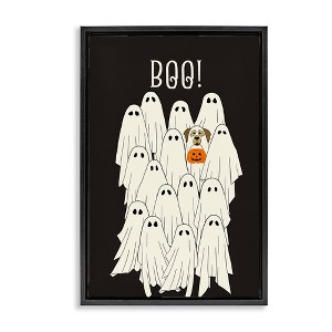 Stupell Industries Boo Ghosts with Dog Costume Floating Frame Canvas Art - 1 of 4