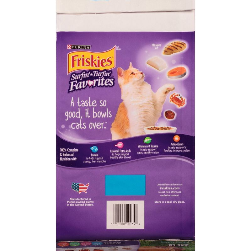 Purina Friskies Surfin&Turfin Favorites with Flavors of Chicken, Whitefish, Salmon & Filet Adult Balanced Dry Cat Food, 3 of 10