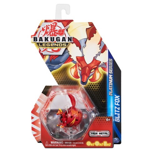 Bakugan Evolutions, Blitz Fox (Gold), Platinum Series True Metal Bakugan, 2  BakuCores and Character Card, Kids Toys for Boys, Ages 6 and Up