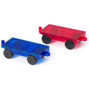 Playmags 2 Piece Train Car Set, Magnetic Car Beds for Magnetic Building Tiles (colors may vary) - 1 of 4