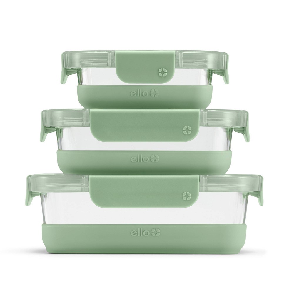 Photos - Food Container Ello 6pc Glass Refresh Mixed Food Storage Set Green: Oven & Microwave Safe, Dishwasher Safe, Lifetime Warranty