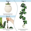 Fiddle Leaf Fig Artificial Tree with White Planter,Faux Plants Indoor with Moss - 3 of 4