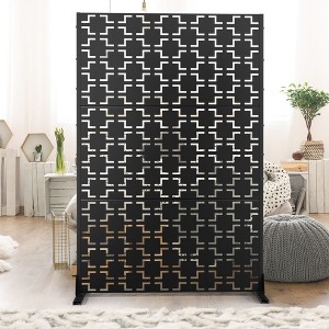 PexFix 47 in. x 72 in. Outdoor Metal Privacy Screen Garden Fence in Square Pattern in Black - 1 of 4