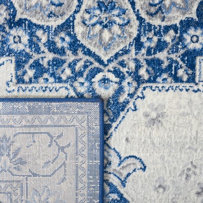 Brentwood Blue and Ivory Square Synthetic Area Rug