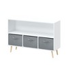 GlasFlength Decorative Storage Cabinets Farmhouse Modern Style，Ample Storage, Natural with Spaious Compartment, Multicolored, 35.43"*11.02"*23.62" - 3 of 4