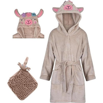 Rising Star Girls & Boys Robe, Kids Soft Plush Hooded Bathrobe -Ages 3-8 Years