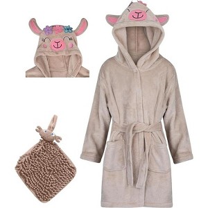 Rising Star Girls & Boys Robe, Kids Soft Plush Hooded Bathrobe -Ages 3-8 Years - 1 of 1