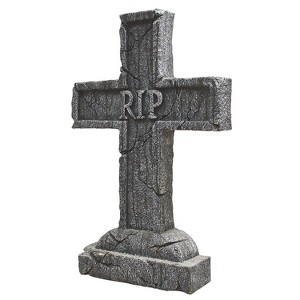Seasonal Visions Tombstone RIP Cross Halloween Decoration - 25 in x 16 in - Gray - 1 of 1