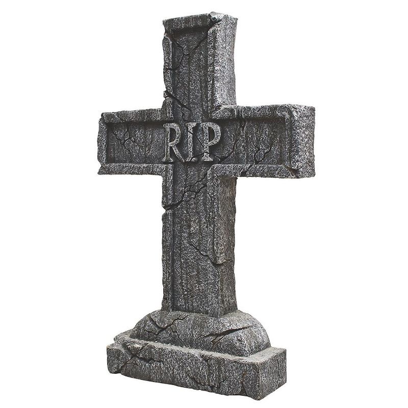 Seasonal Visions Tombstone RIP Cross Halloween Decoration - 25 in x 16 in - Gray, 1 of 2