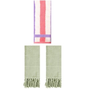 REGALWOVEN 3 Packs Cotton Absorbent Soft Decorative Bathroom Hand Towel Set - 1 of 4