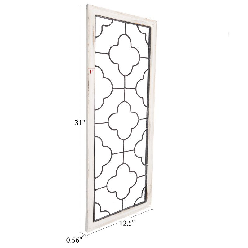 Metal & Wood Wall Panel ? Decorative Clover Scrollwork Trimmed in a Beveled Wood Frame for Home, Office & Bedroom Decor by Lavish Home, 2 of 8