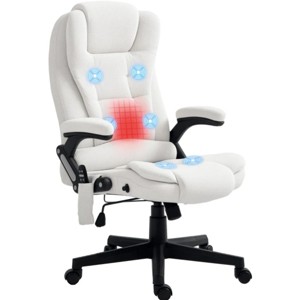 TopComfy Accent Chairs High Back Massage Desk Chair with Heat Reclining Backrest Soft Padding Comfort seat for Office, White, 25.5"*28"*47.3" - 1 of 4