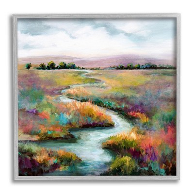 Stupell Industries Vivid River Flowing Rural Vegetation Framed Giclee Art