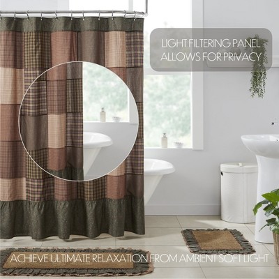 Crosswoods Patchwork Green and Brown Cotton Shower Curtain, 72x72