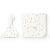 Organic Swaddle Blanket & Hat Set - Coral - 4 of 4