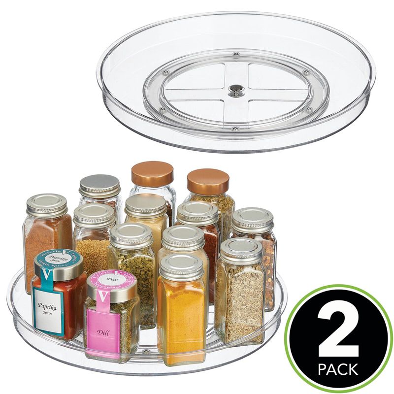 mDesign Lazy Susan Turntable Spinner for Kitchen or Bathroom, 2 of 10