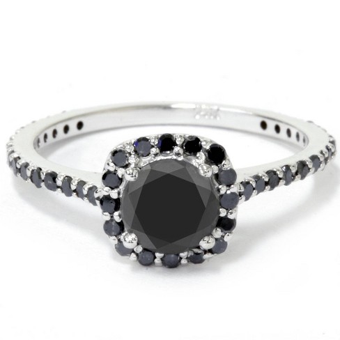 Custom Black Diamond Halo Engagement Ring 102814 Seattle Bellevue Joseph Jewelry