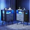 FONTOI 2 Pack Modern Nightstand with with Drawers&Open Storage Shelf, Bedside Tables for Bedroom, Black, 11.81"*23.62"*15.75" - 2 of 4
