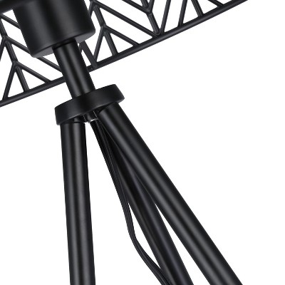 18.5" Black Metal Tripod Table Lamp with Cage Shade