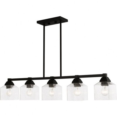 Aragon 5-Light Linear Chandelier in Black with Clear Seeded Glass