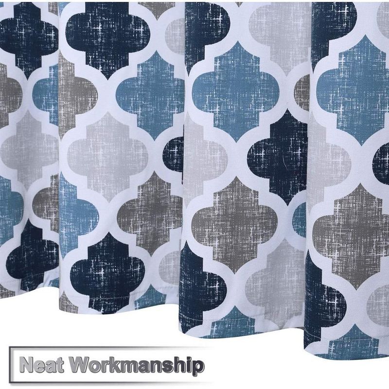 Geometric Quatrefoil Patterned Poly-Cotton Bathroom Shower Curtain, 5 of 7