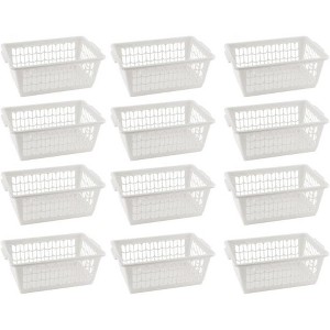 YBM HOME Plastic Perforated Storage Basket Bin Office Drawer, Shelf Desktop Countertop Tray Organizer, Pack of 12 - 1 of 2