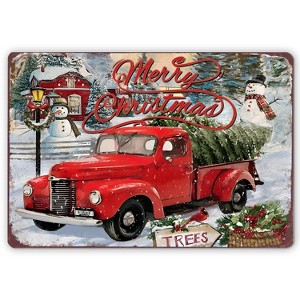 Snowman Decor Metal Signs, Let It Snow, Winter Cardinal Wall Decor - 1 of 4