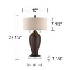 360 Lighting Cody Rustic Farmhouse Table Lamps Set of 2 with Square Risers 27 1/2" Tall Oiled Bronze Hammered Oatmeal Drum Shade for Bedroom Bedside - 4 of 4