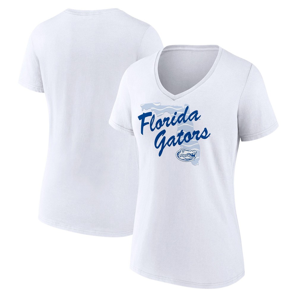 NCAA Florida Gators Womens V-Neck White T-hirt