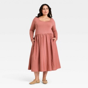 Women's Long Sleeve Knit Midi A-Line Dress - Ava & Viv™ - 1 of 3