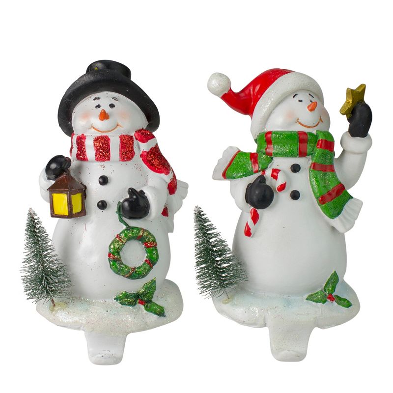 Northlight Set of 2 Glittered Snowman Christmas Stocking Holders 5.75", 1 of 5