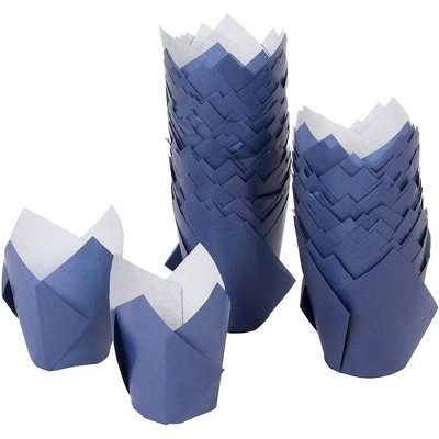Juvale 100 Pack Medium Tulip Cupcake Liners, Baking Cups, Muffin Wrappers for Birthday Party, Wedding, Blue