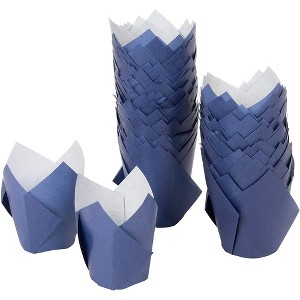 Juvale 100 Pack Medium Tulip Cupcake Liners, Baking Cups, Muffin Wrappers for Birthday Party, Wedding, Blue - 1 of 4