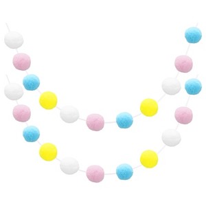 Unique Bargains Colorful Felt Ball Flexible Wear-resistant Pom Pom Garland 2 Pcs - 1 of 4