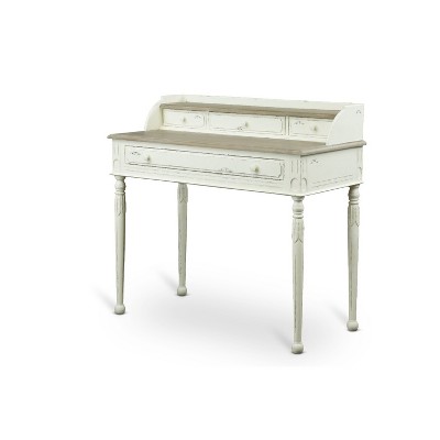 Anjou Traditional French Accent Writing Desk White/Light Brown - Baxton Studio