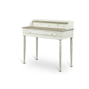 Anjou Traditional French Accent Writing Desk White/Light Brown - Baxton Studio: 4 Drawers, Mindi-Wood Top, Home Office Furniture - 1 of 4
