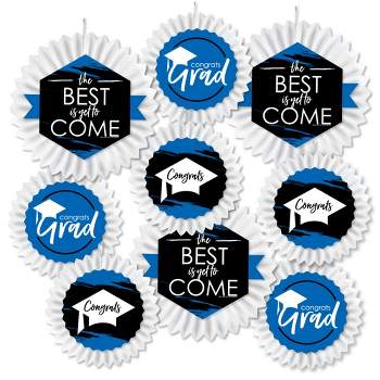 Big Dot of Happiness Blue Grad - Best is Yet to Come - Hanging  Royal Blue Graduation Party Tissue Decoration Kit - Paper Fans - Set of 9
