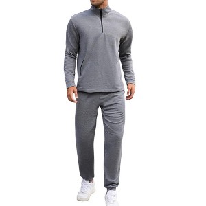 Men's Tracksuit Set 2 Piece Quarter Zip Casual Golf Jogging Suit Athletic Sports Sweatsuits Set Grey 2XL - 1 of 4
