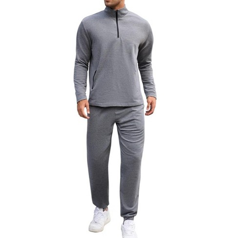 Men's Tracksuit Set 2 Piece Quarter Zip Casual Golf Jogging Suit Athletic  Sports Sweatsuits Set Grey 2xl : Target