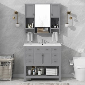 Wood Medicine Cabinet,Shaving Cabinet,Bathroom Wall Cabinet With Mirror,Vanity Mirror Cabinet,Wall Mounted Bathroom Storage Cabinet-The Pop Home - 1 of 4